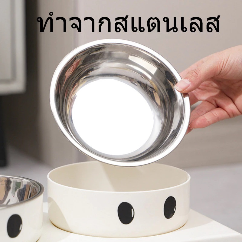 ชามแมว จานข้าวแมว ชามสุนัข จานอาหารแมว 304สแตนเลสชามแมวคู่ 8.5cm ยกสูง ฐานกันลื่น รูปที่ 2
