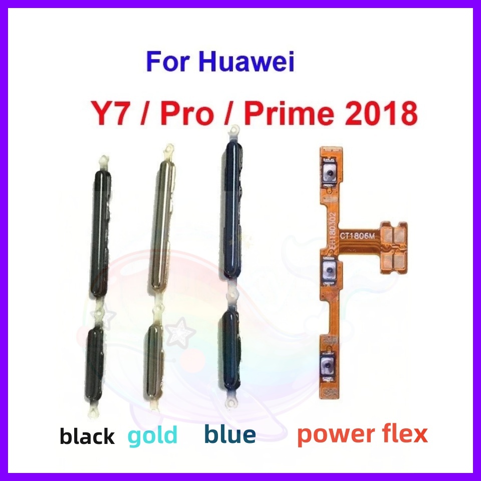 ปุ่ม Flex และ Out ของสายเคเบิลปุ่มปรับระดับเสียงด้านข้างที่ใช้สำหรับ huawei Y7 2018、Y7 Pro 2018、Y7 Prime 2018