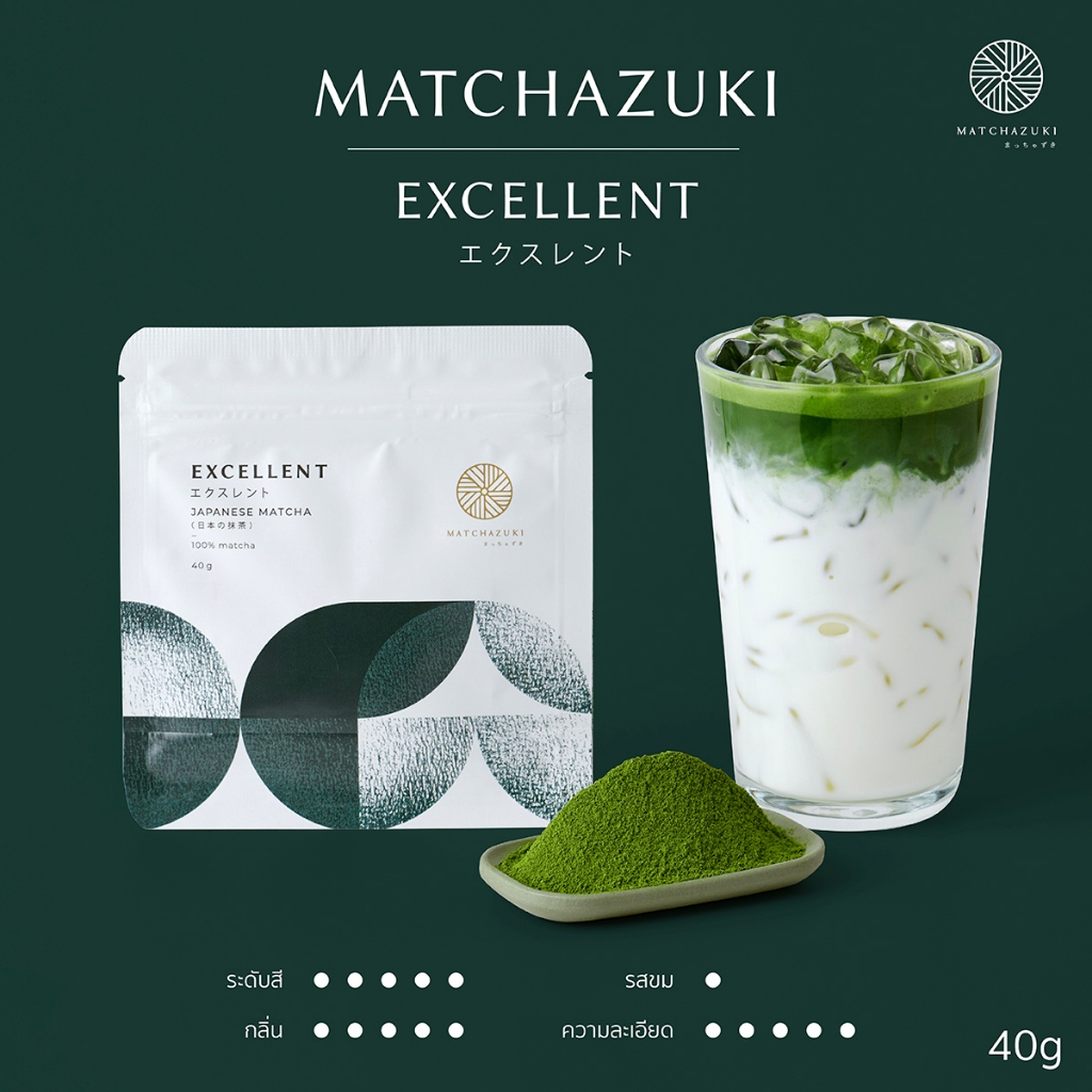 MATCHAZUKI ผงชาเขียวมัทฉะพรีเมี่ยมจากญี่ปุ่น | เกรด Excellent  | ขนาด 40g