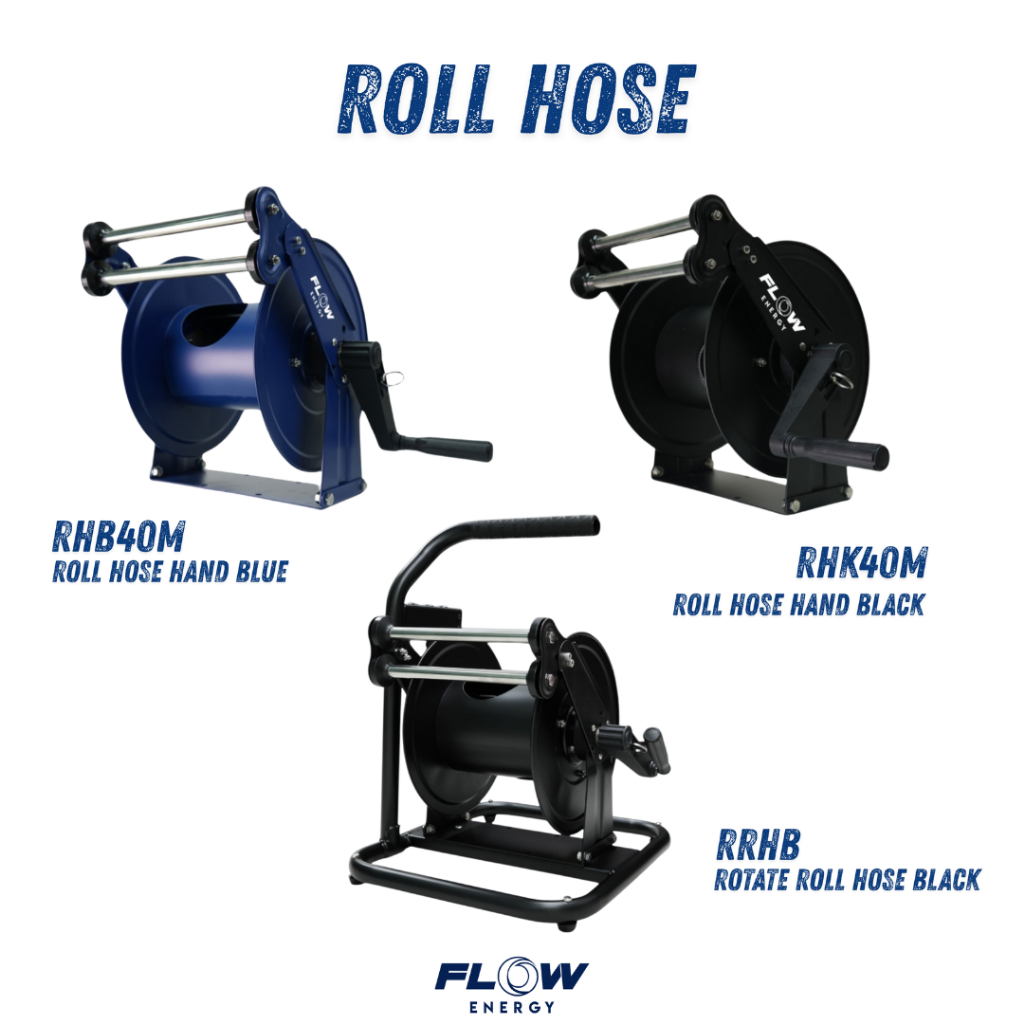 Flow Energy - Roll โรลม้วนสายแบบมือหมุนเอง สำหรับเครื่องฉีดน้ำแรงดันสูงโดยเฉพาะ ขนาดเกลียวนอก M22