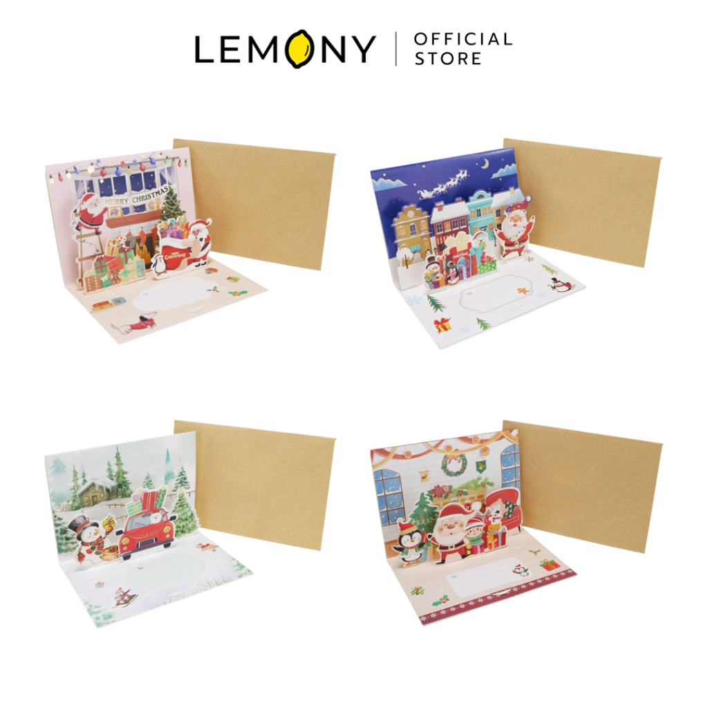 LEMONY การ์ดคริสต์มาสแบบป๊อปอัพ 3D Christmas Series