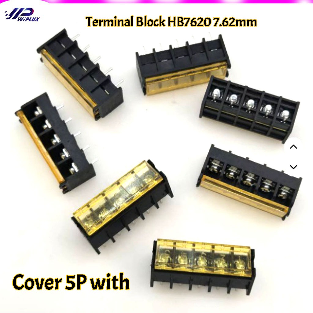 Terminal Block HB7620 7.62mm Spacing with Cover 5P with Backrest PCB Terminal Block