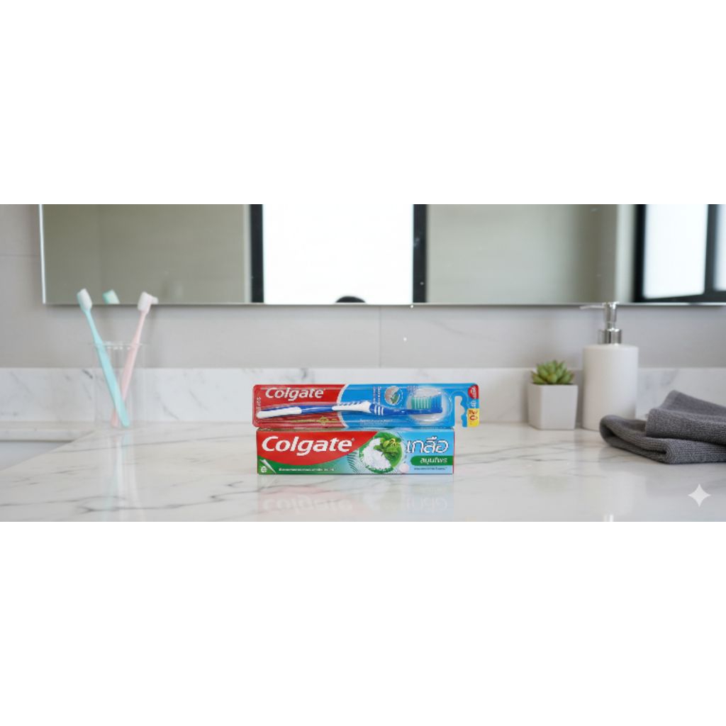 ยาสีฟันคอลเกต เกลือสมุนไพร150กรัมกับแปรงสีฟัน