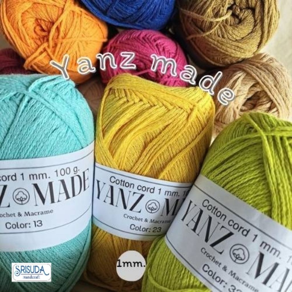 Yanz made1mm100g. คอตตอนทอ1มม.(สไตล์เกาหลี)เส้นด้ายฝ้าย สำหรับถักกระเป๋า ถักโครเชต์ งานDIY