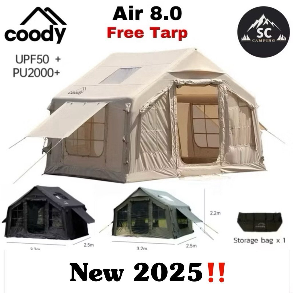 Coody Air 8.0 / Air 13.68 Tent เต็นท์เสาลม แถมฟรี RainCover รุ่นอัพเกรด รับประกัน 5 ปี ของแท้💯