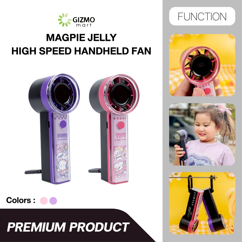 Icarer Family พัดลมพกพา พัดลมมือถือ สีม่วง สีชมพู Jelly High-Speed Handheld Fan 2000 mAh