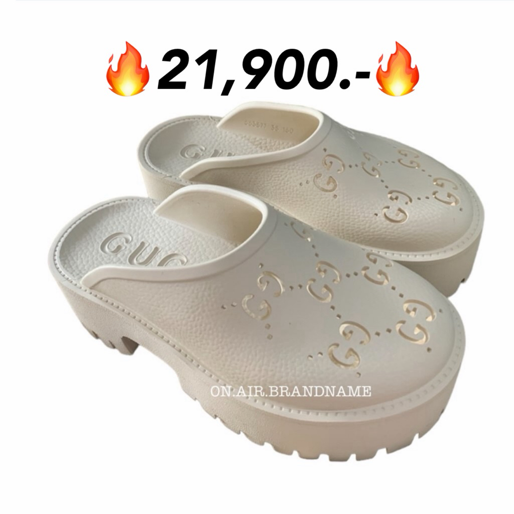 ของแท้ 100% New gucci rubber platform sandals รองเท้า ส้นสูง รุ่นยอดฮิต รองเท้าแตะ