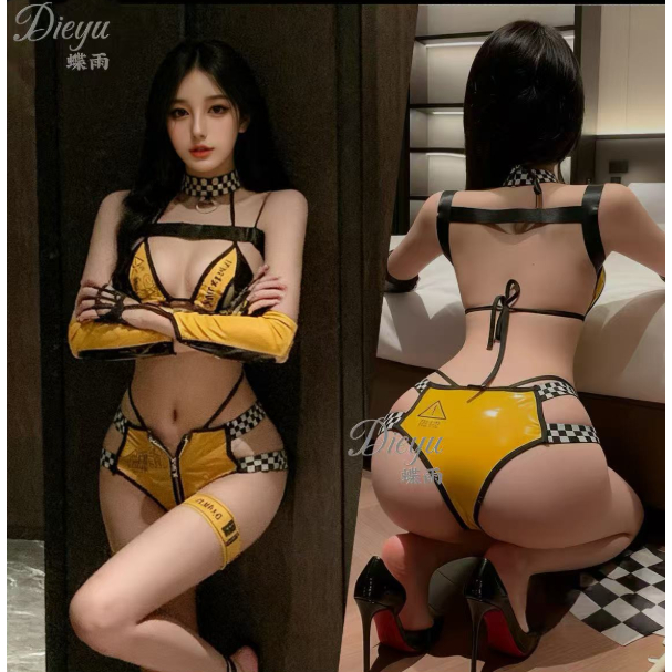 👗พร้อมส่งจากไทย 👙S-M ชุดเซ็กซี่ ชุดหนัง นักแข่ง โมเดลกีฬาแข่งรถเซ็กซี่ #ZY17 รูปที่ 4
