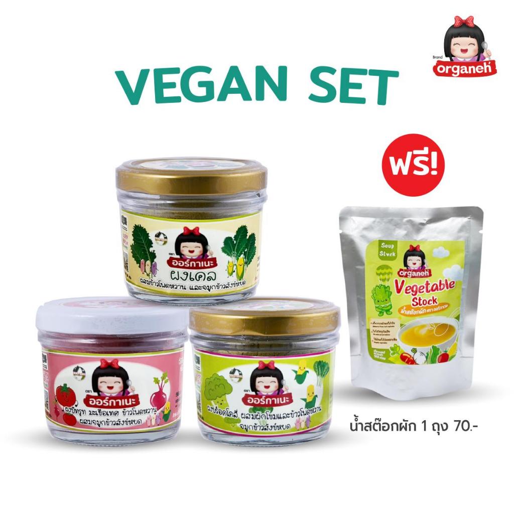 เซ็ตผงผักโรยข้าวสำหรับเด็ก 3 กระปุก ผงบร็อคโคลี่ ผงบีทรูท และผงเคล แถมน้ำสต๊อกผัก