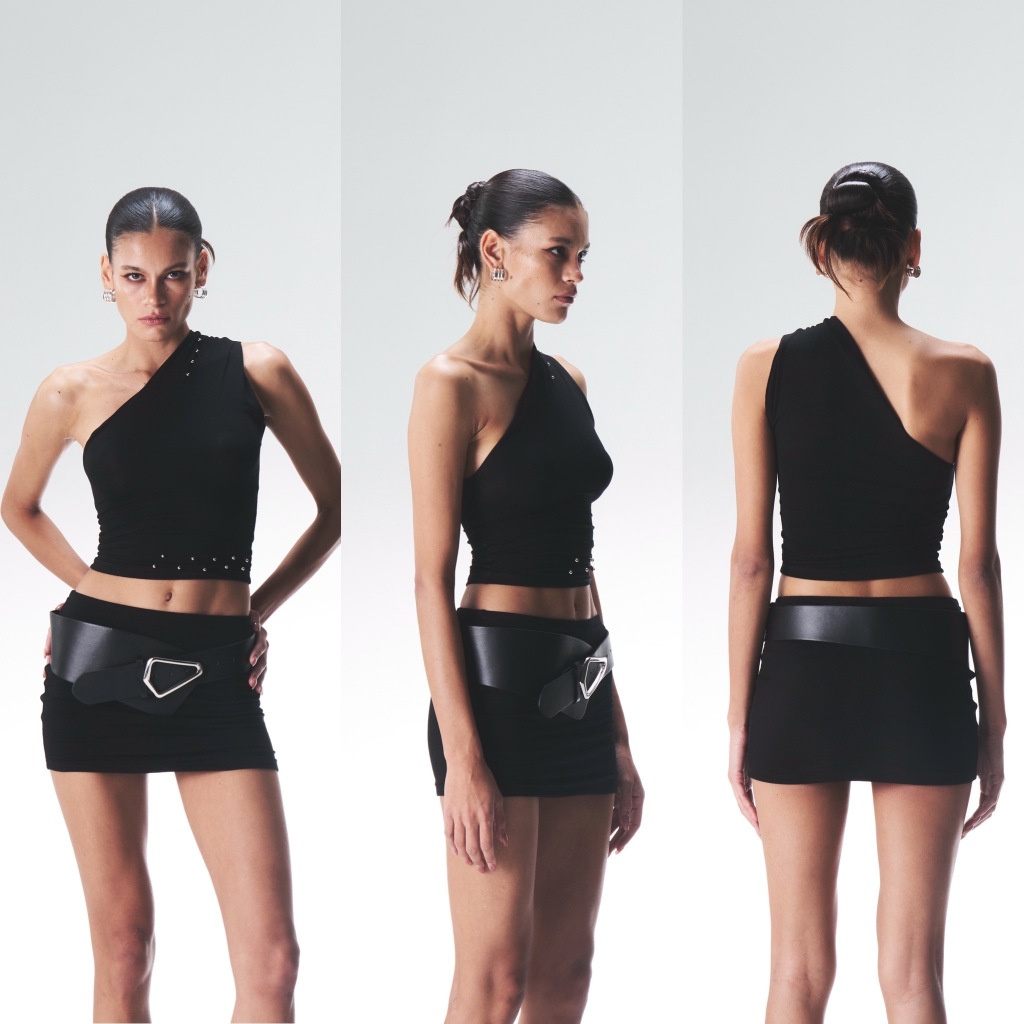 Atipashop - AURELIENNE TOP เสื้อปาดไหล่ ดีเทลแต่งหมุด มีหลายสี