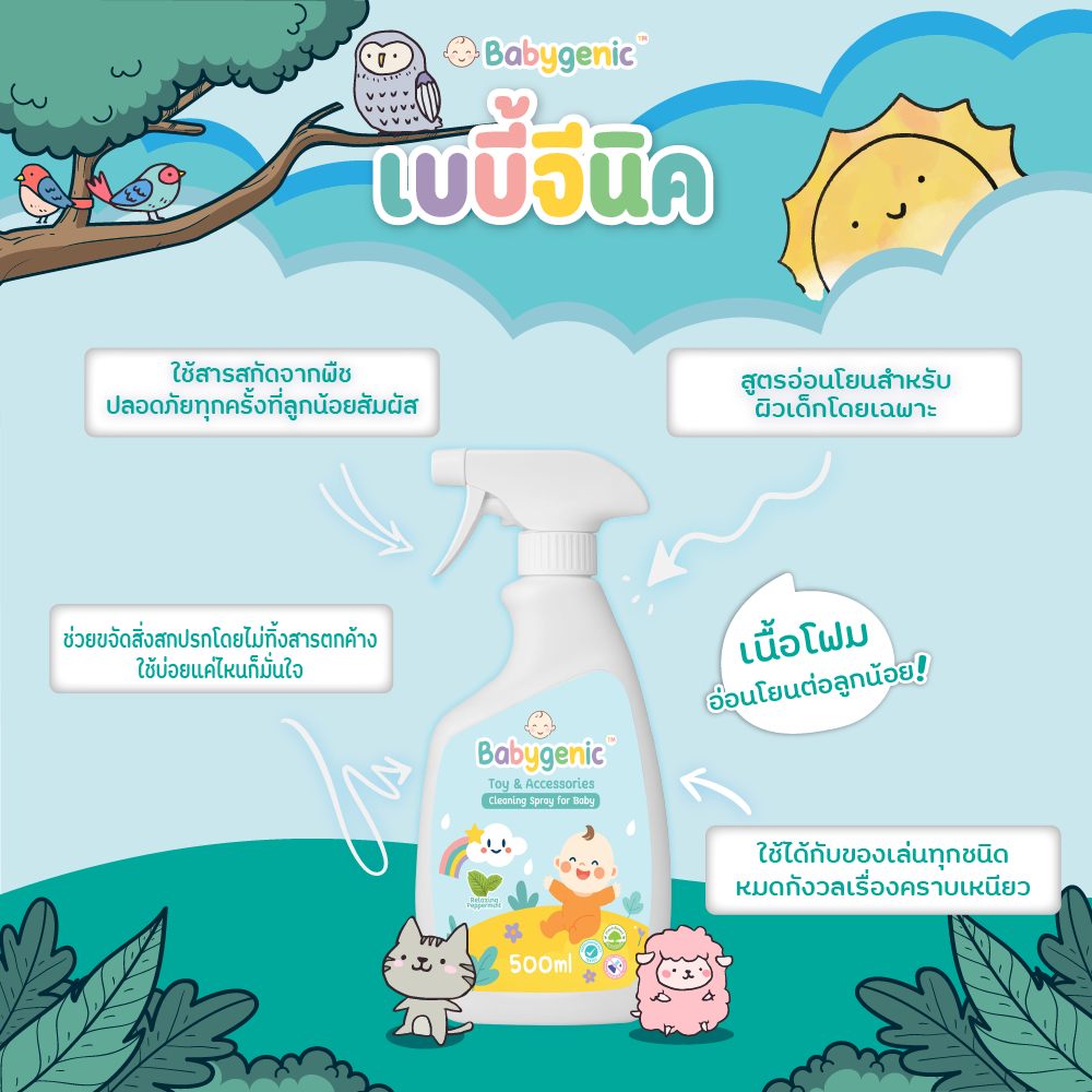 [Official] Babygenic (เบบี้จีนิค) สเปรย์ทำความสะอาดของเล่นและอุปกรณ์สำหรับเด็ก 500ml