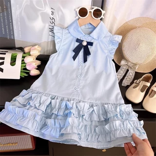 Hania kids - เดรสคุณหนูสีฟ้าอ่อน สไตล์เรียบหรู น่ารักแบบเจ้าหญิง K5125665