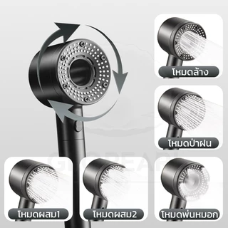 GLOPEARL หัวฝักบัวอาบน้ำ ปรับแรงดันน้ำได้ 5 ระดับ พร้อมไส้กรองและไส้กรองสำรองฟรี