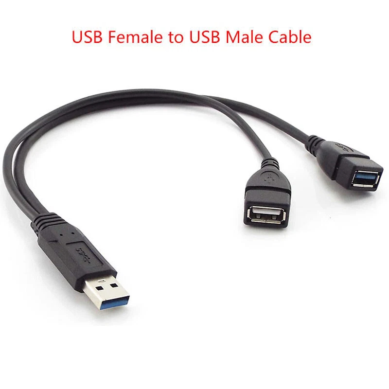 USB 3.0 Male to Dual USB Female Y Lead Splitter Cable Cord Hub Power Adapter
