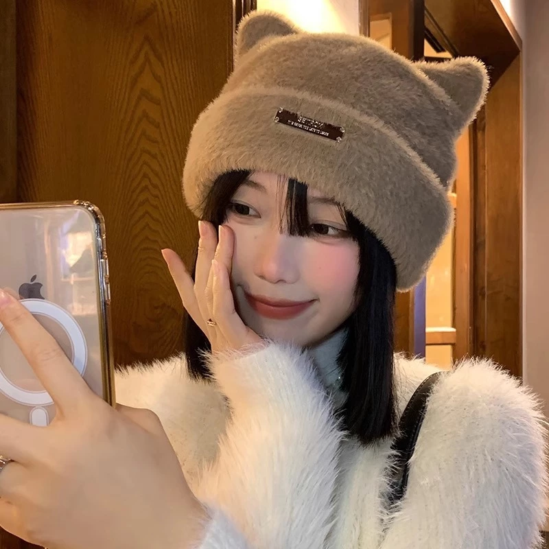 หมวกถักแต่งหูแมว สไตล์เกาหลี สำหรับผู้หญิง thumbnail 3