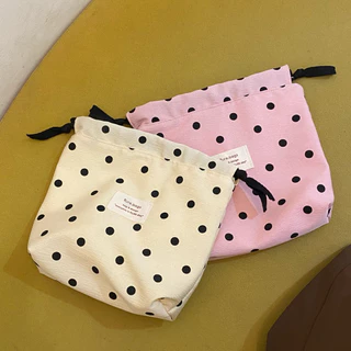 ถุงผ้าหูรูดลายจุดน่ารักๆ สีพาสเทล มีซับใน รุ่น mimiidot flure.bags
