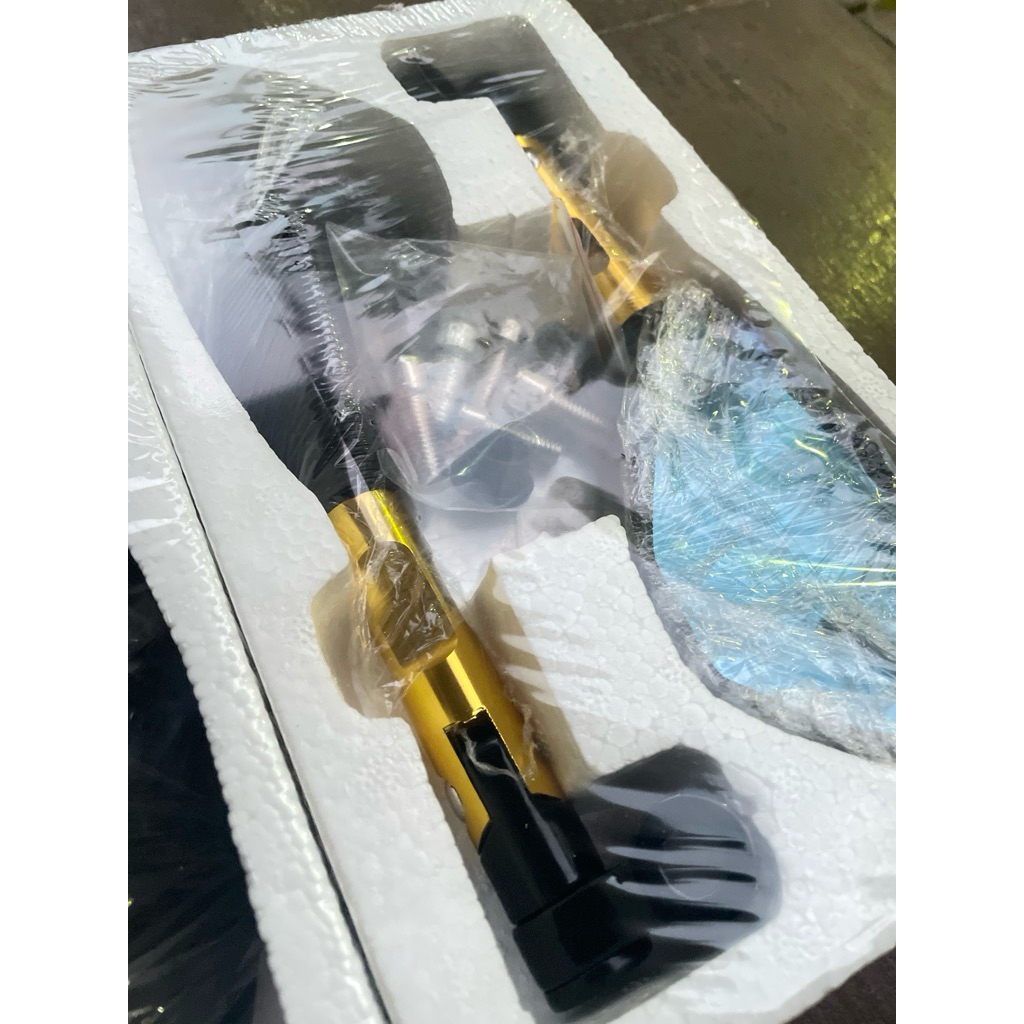 กระจกทรงห้าเหลี่ยม ขาสั้น ใส่ได้ทุกรุ่น  กระจก​ 5 เหลี่ยม งาน​ CNC มิเนียมทั้งตัว(1คู่)กระจก cnc  กระจกสีฟ้าตัดแสง - รูปที่ 6