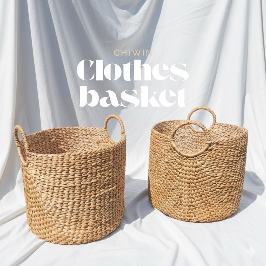 Chiwin clothes basket - ตะกร้าผ้าสานผักตบชวา -