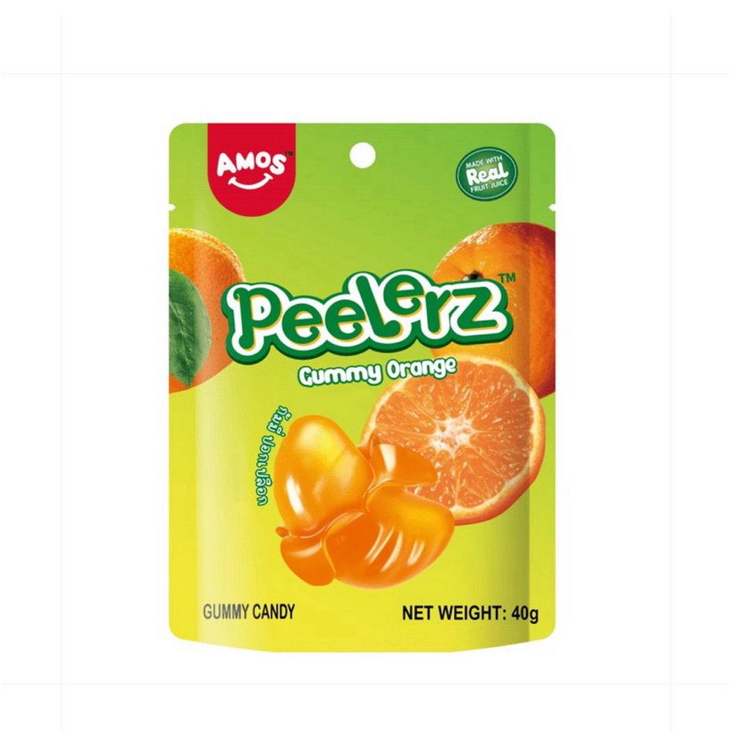 [ส่งด่วน] Amos Peelerz Peelable Gummy Orange/Banana/Anos Peelerz Mango 40g เอมอสกัมมี่ปลอกเปลือกรสกล้วยและรสมะม่วง