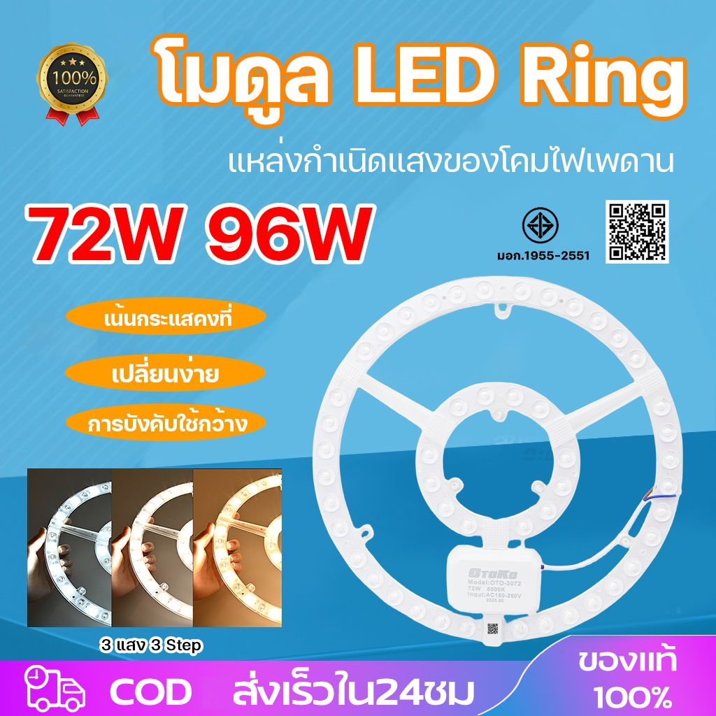 แผงไฟเพดานled ไฟเพดาน (มี มอก.) 72W 96WChip LED เปลี่ยนได้ 3แสง เฉพาะบางขนาด มีเลนส์เพิ่มความสว่าง ประหยัดไฟ สะดวก