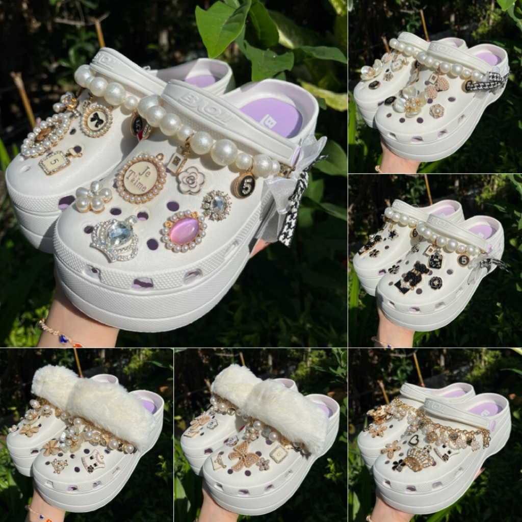 พร้อมส่ง รองเท้าหัวโต บาโอจิ พร้อมติดตัวไข่มุกอลังการ หรูหรามาก เสริมส้น สูง 7 ซม. นุ่มใส่สบาย