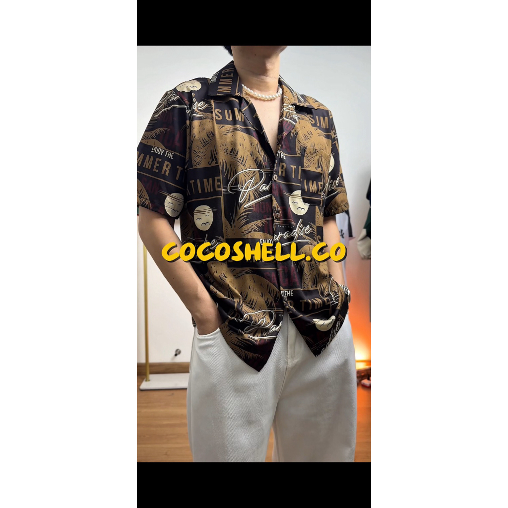 {สีใหม่}เทรนด์สีปี2025 ✅พร้อมส่งจากไทย✅ เสื้อฮาวาย แขนสั้น ไม่ยับไม่ร้อนไม่ต้องรีด ผ้าไหมอิตาลี สีน้ำตาล H063