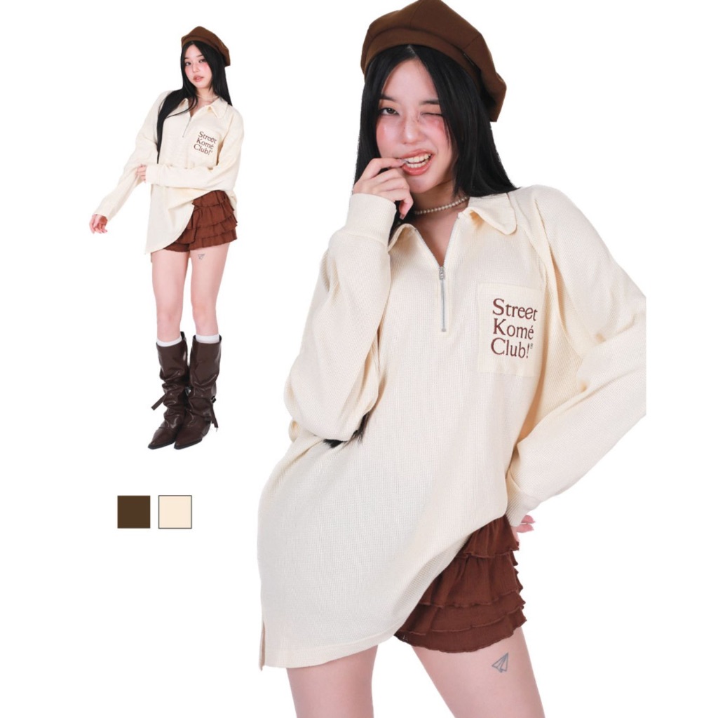 kome.offi re:make col. waffle sweater
