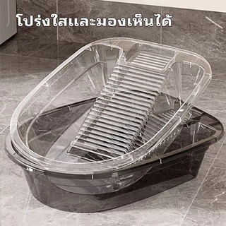 กะละมังพลาสติกพร้อมกระดานซักผ้า อ่างล้างหน้าพลาสติกใส ที่ทนทาน พร้อมกระดานซักผ้า กะละมังพลาสติก อ่างซักผ้า ถังซักผ้า