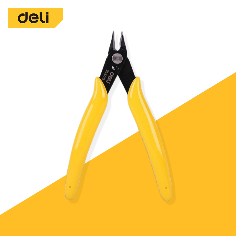 Deli คีมปอกสายไฟ 5 นิ้ว คีมตัดปากเฉียง คีมตัดสายไฟ ตัดลวดอิเล็กทรอนิกส์ คีม คีมตัด คีมตัดสายไฟ Cutting-Nippers