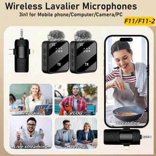 F11 ไมค์ติดเสื้อไร้สาย Wireless Microphone ระบบตัดเสียง เสียงชัด ถ่ายVDO/Live 3-in-1 พร้อมแผ่นกรอง Pop