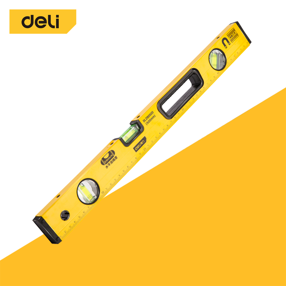 Deli ระดับน้ำอลูมิเนียม 230mm 500mm เครื่องวัดระดับน้ำ ที่วัดระดับน้ำ มีแถบแม่เหล็ก อุปกรณ์ปรับระดับ Spirit Level