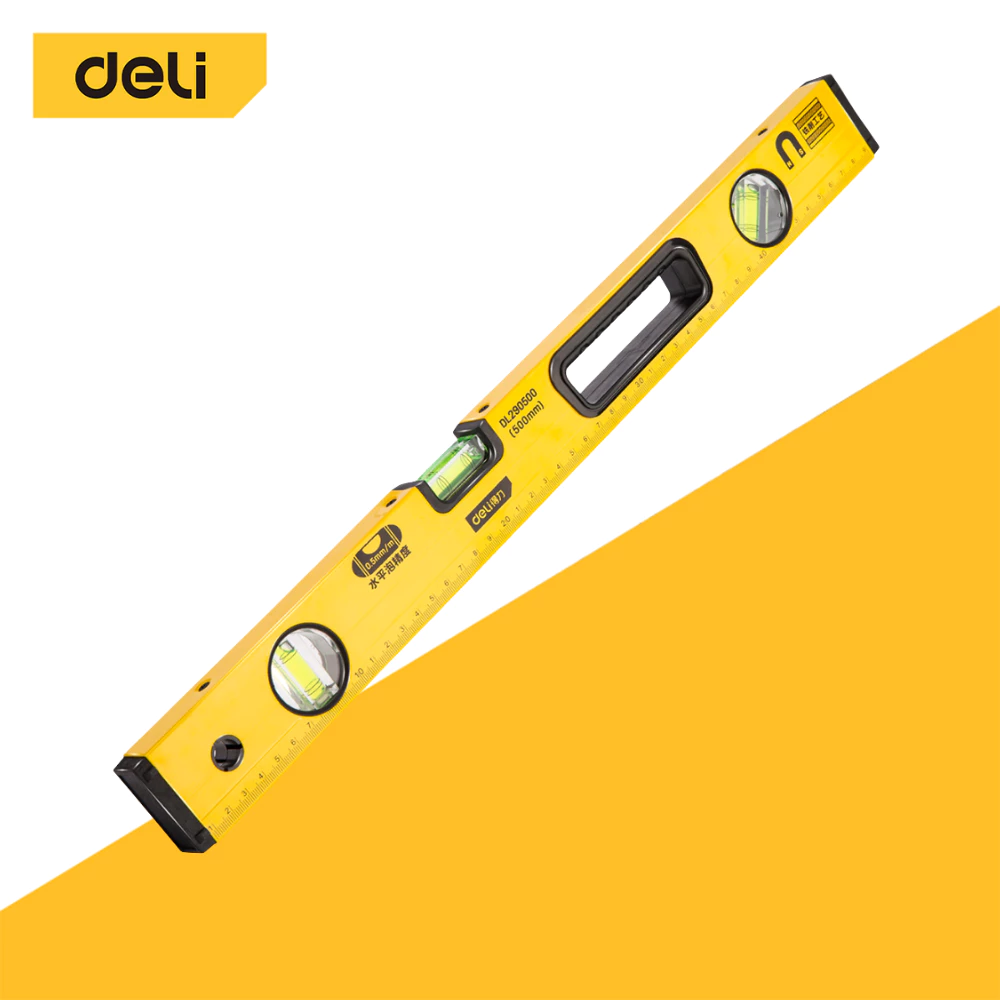 Deli ระดับน้ำอลูมิเนียม 230mm 500mm เครื่องวัดระดับน้ำ ที่วัดระดับน้ำ มีแถบแม่เหล็ก อุปกรณ์ปรับระดับ Spirit Level