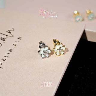 Melia stud earrings - Aelin.ALN ต่างหูดอกไม้ชุบสี มี 5 แบบ สาวแพ้ง่ายใส่ได้ค่ะ rhodium plated #SE12-01