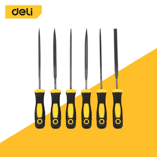 Deli ชุดตะไบ ตะไบแบน เซ็ตตะไบเหล็ก แพ็ค5ชิ้น ด้ามจับยางกันลื่น งานละเอียด 160มม File Set