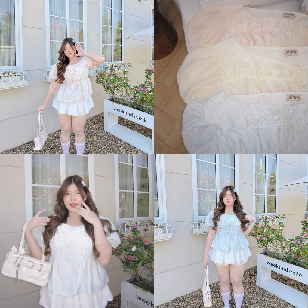 Angie glam heart top ✨ “เสื้อผ้าพิม์ลายหัวใจกลิตเตอร์เก็บทรงสาวอวบห้ามพลาด!”