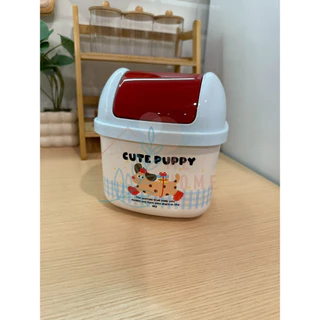 ถังขยะตั้งโต๊ะ puppy ถังขยะตั้งโต๊ะฝาพับดีไซน์มินิมอลลายการ์ตูน “Nice Cute Series” โทนพาสเทลอบอุ่น เหมาะสำหรับโต๊ะทำงาน