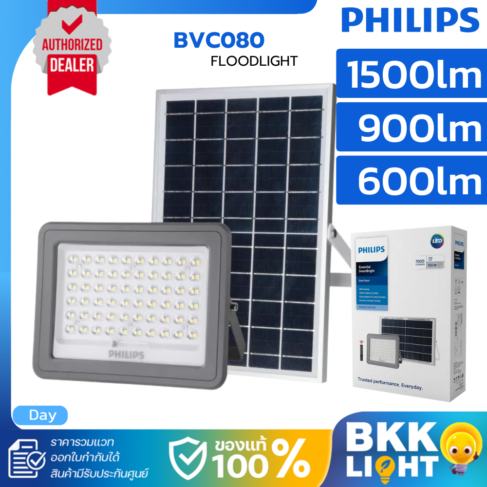 Philips Solar LED สปอตไลท์ BVC080 โคมไฟโซล่าเซลล์ เทียบ 60w 90w 150w Solar Flood Light
