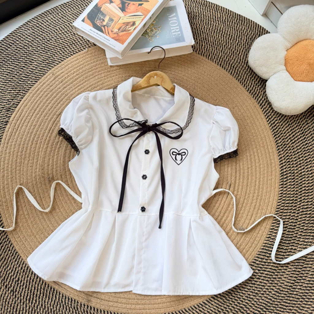 ( เสื้อ )คอปกปักหัวใจโบว์แขนตุ๊กตามี 2 size - รูปที่ 5