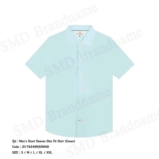 John Henry เสื้อเชิ้ตแขนสั้นผู้ชาย รุ่น Men's Short Sleeves Slim Fit Shirt (Green) Code: JH F424MSSSM40