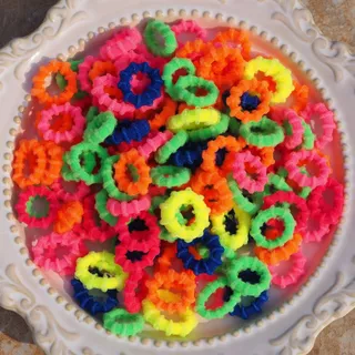 100ชิ้น/แพค ยางรัดผมเด็กแบบผ้า สีสันสดใสขนาดเล็ก เครื่องประดับผม