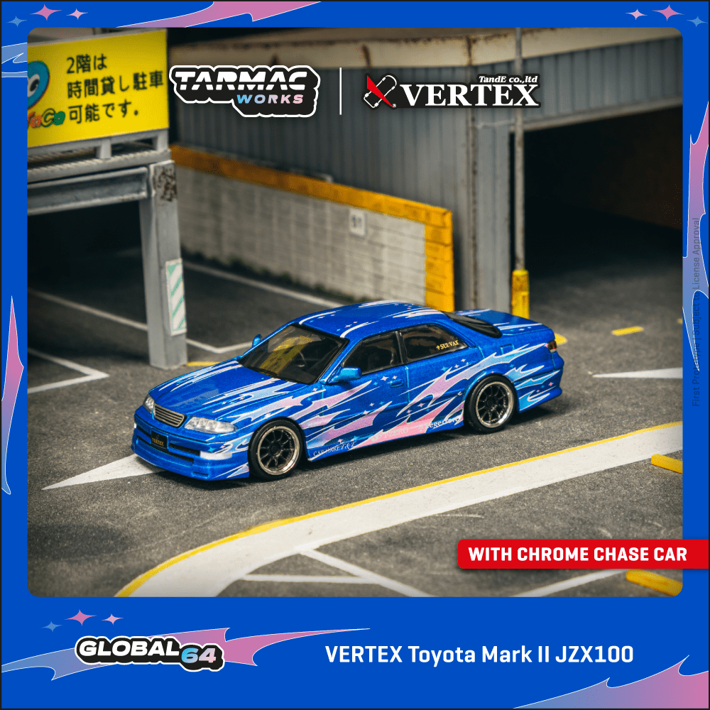 VERTEX Toyota Mark II JZX100 Blue Metallic 1:64 (Tarmac Works)