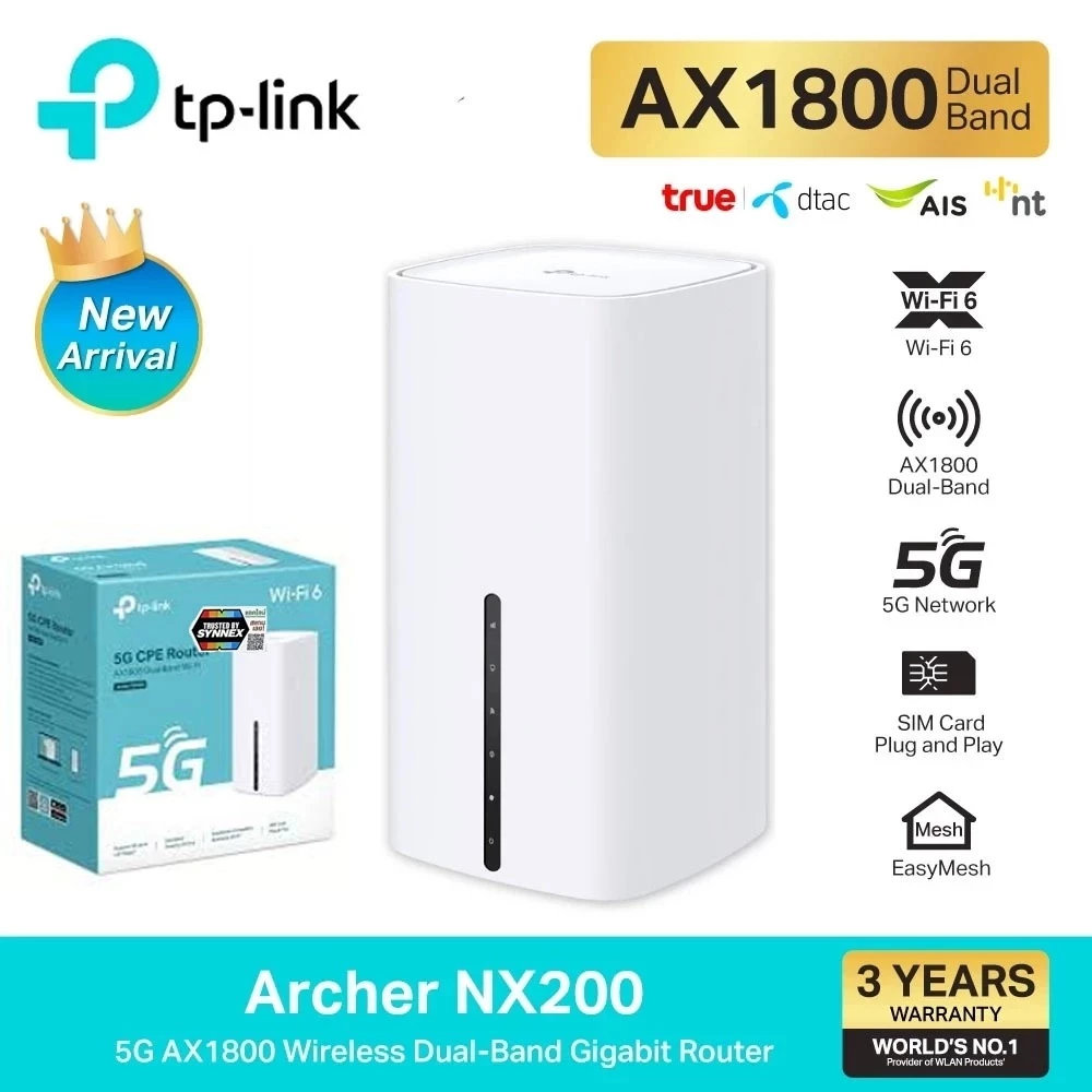 🔥ขายดีมาก🔥⚡️เร้าเตอร์ใส่ซิม 5G⚡️TP-LINK (Archer NX200) 5G AX1800 Wireless Dual-Band Wi-Fi 6 Gigabit Router
