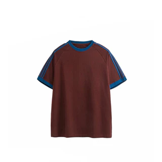 เสื้อยืดผ้าคอตตอลเนื้อหนารุ่น The unlimited (สีดำแถบขาว/ครีมแถบแดง/ครีมแถบเขียว/น้ำตาลแถบน้ำเงิน)