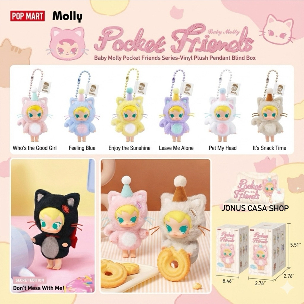 (ใส่โค้ดลดได้)พร้อมส่งจากไทย🇹🇭 พวงแมวมอลลี่ Baby Molly Pocket Friends