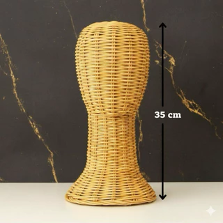 ที่ตั้งวิก ที่ตั้งหมวก หัวหุ่นหวายแท้ใส่วิกผม หุ่นใส่หมวกความสูงรวม 35 CM หัวหวายใส่หมวกโชว์ทำจากเส้นหวายสวยงามพร้อมส่ง