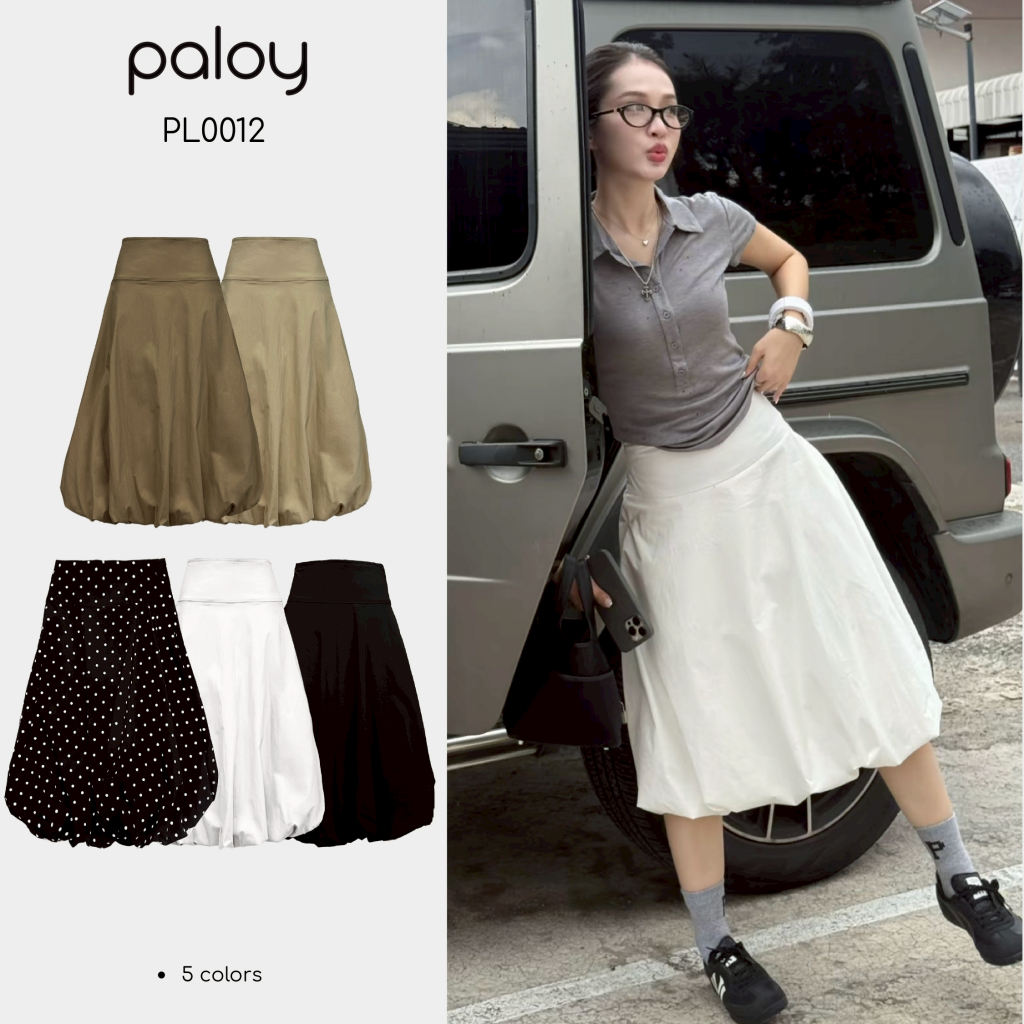 Paloy - PL0012 กระโปรงบอลลูนยาว สไตล์เกาหลี มีซับใน