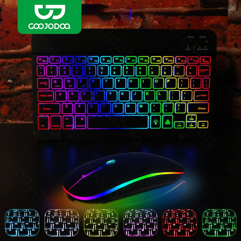 GOOJODOQ คีย์บอร์ดไร้สาย มีไฟแบ็คไลท์ Keyboard Bluetooth ชาร์จไฟได้และพกพาสะดวก คีย์บอร์ด