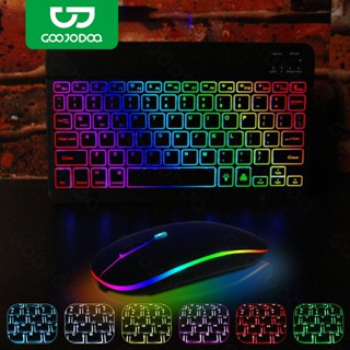 GOOJODOQ คีย์บอร์ดไร้สาย มีไฟแบ็คไลท์ Keyboard Bluetooth ชาร…