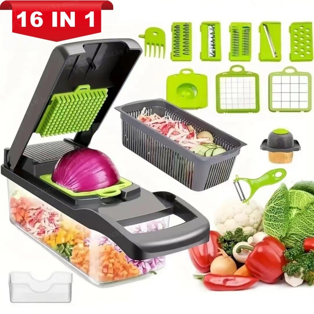 (16ใน1) เครื่องสไลด์ผัก เครื่องหั่นอาหาร ที่ขูดมะละกอ เครื่องหั่นผัก vegetable cutterเครื่องหั่นผลไม้มัลติฟังก์ชั่น