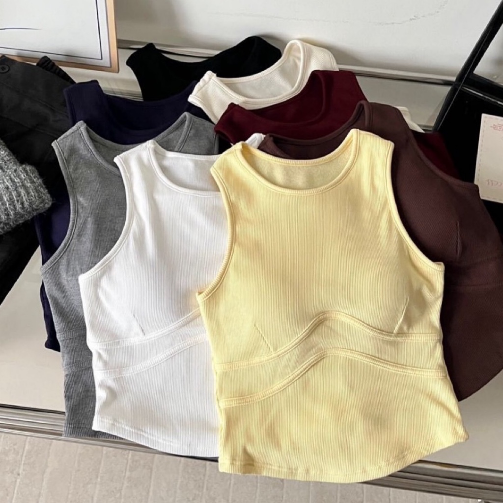 เสื้อกล้ามมีบราผ้านุ่ม ใส่สบาย เสื้อกล้ามแฟชั่นผู้หญิง พร้อมส่ง